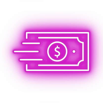 Neon pink fast money icon